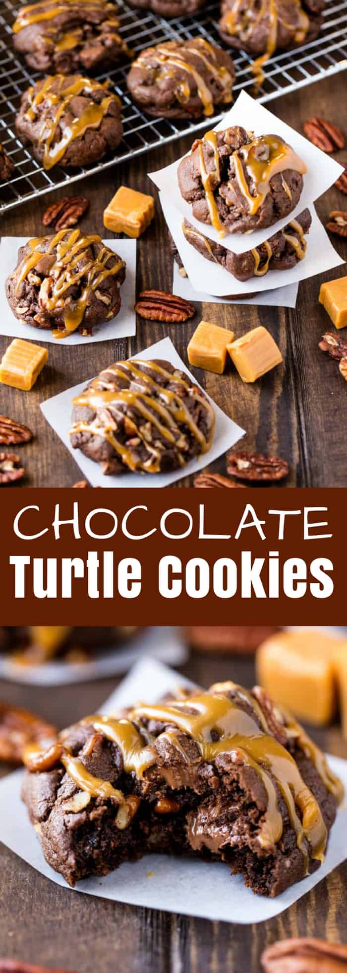 These Chocolate Turtle Cookies are ultra decadent Chocolate Turtle Cookies