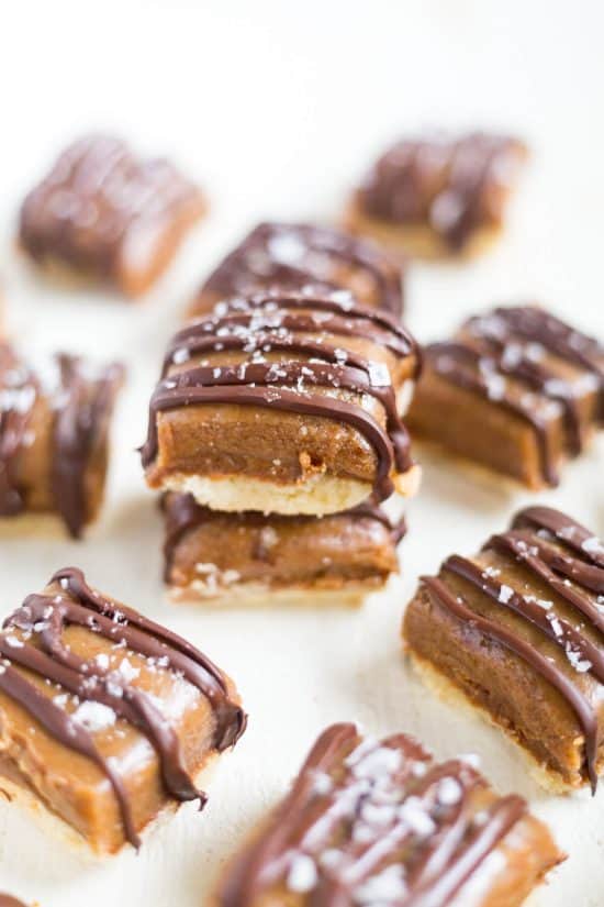 This recipe for salted caramel shortbread bars is filled with three layers of delicious Salted Caramel Shortbread Bars