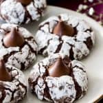 sugar coated chocolate cookies topped off with milk chocolate kisses Chocolate Kiss Cookies