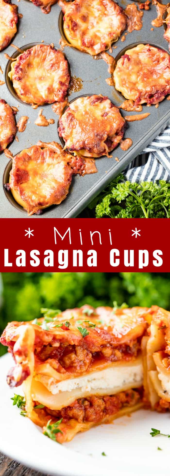 Mini Lasagna Cups are the perfect appetizer addition to your parties, or even just a new easy way to put together lasagna for dinner! So delicious, and so much fun!