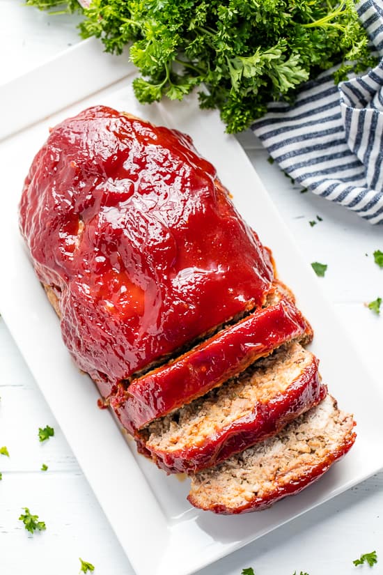 Turkey Meatloaf with a glaze, cut into slices 