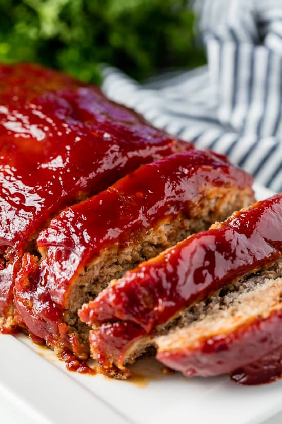 Turkey Meatloaf with a glaze, cut into slices 