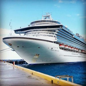 A cruise ship at a dock