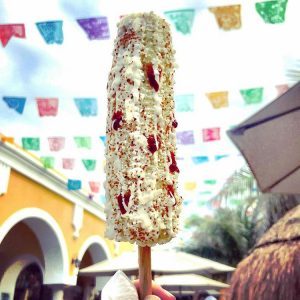 Authentic Mexican Street Corn at a food cart