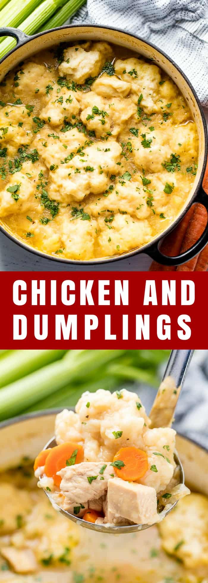 This easy Chicken and Dumplings Recipe is just like mom used to make! This recipe will teach you how to make chicken and dumplings that's full of old fashioned homemade goodness. 