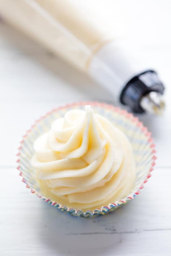 Cream Cheese Frosting in a cupcake liner
