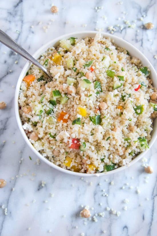 Overhead view of Quinoa Salad in a bowl