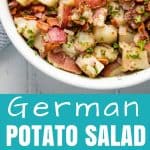Old Fashioned German Potato Salad is dressed with a dijon vinegar dressing and can be served either hot or cold.