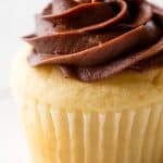 Vanilla Cupcake with chocolate frosting.
