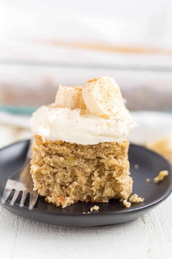  pan filled with ripe bananas and cinnamon Easy Banana Cake