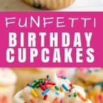 These Funfetti Birthday Cupcakes are perfect for any birthday party! Simple to make, no boxed mixes required, and perfectly moist and fluffy.