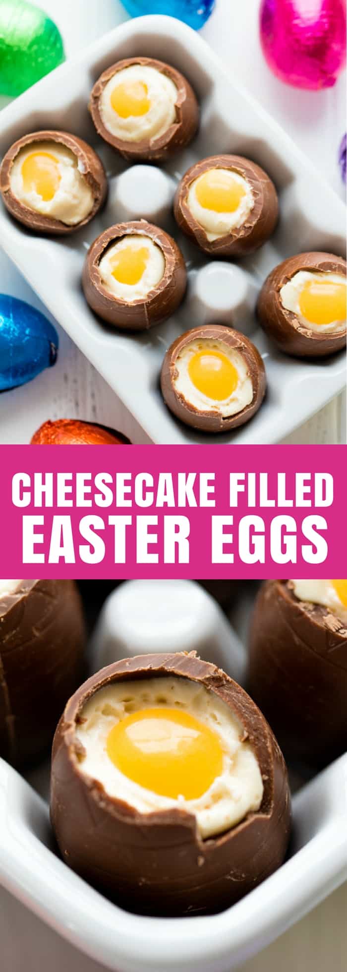 These Cheesecake Filled Easter Eggs are a fun Easter treat that are easy to make! They look just like an egg!