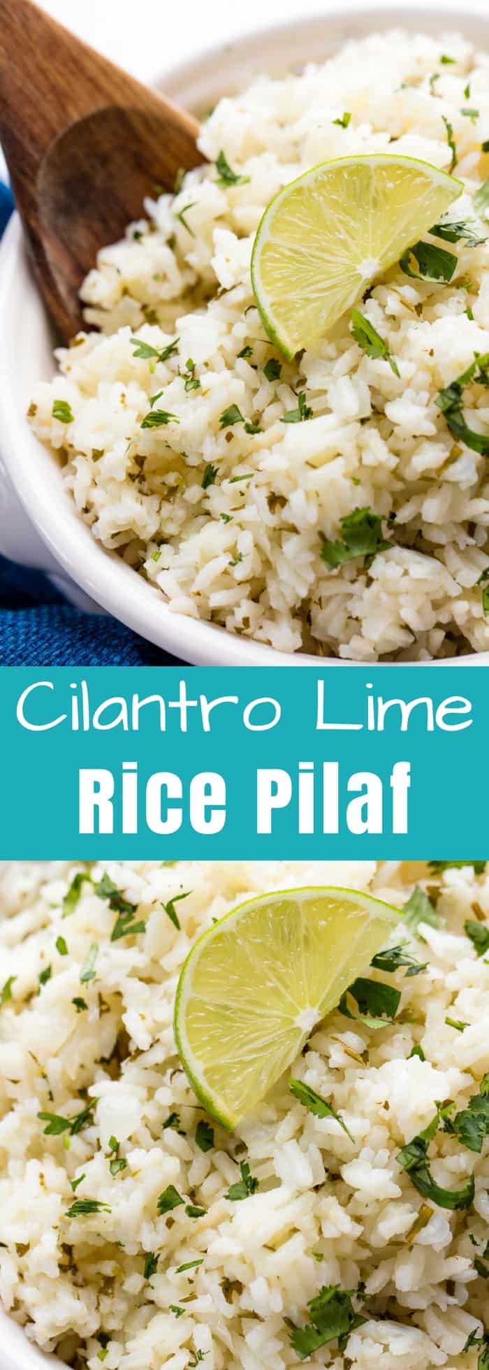 Cilantro Lime Rice Pilaf is an easy side dish that goes perfectly with any Mexican-inspired meal. It is full of zippy lime flavor and cilantro. 