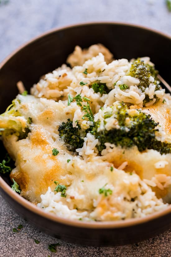 Creamy Broccoli Rice Casserole is a one pot dish thats cheesy Creamy Broccoli Rice Casserole