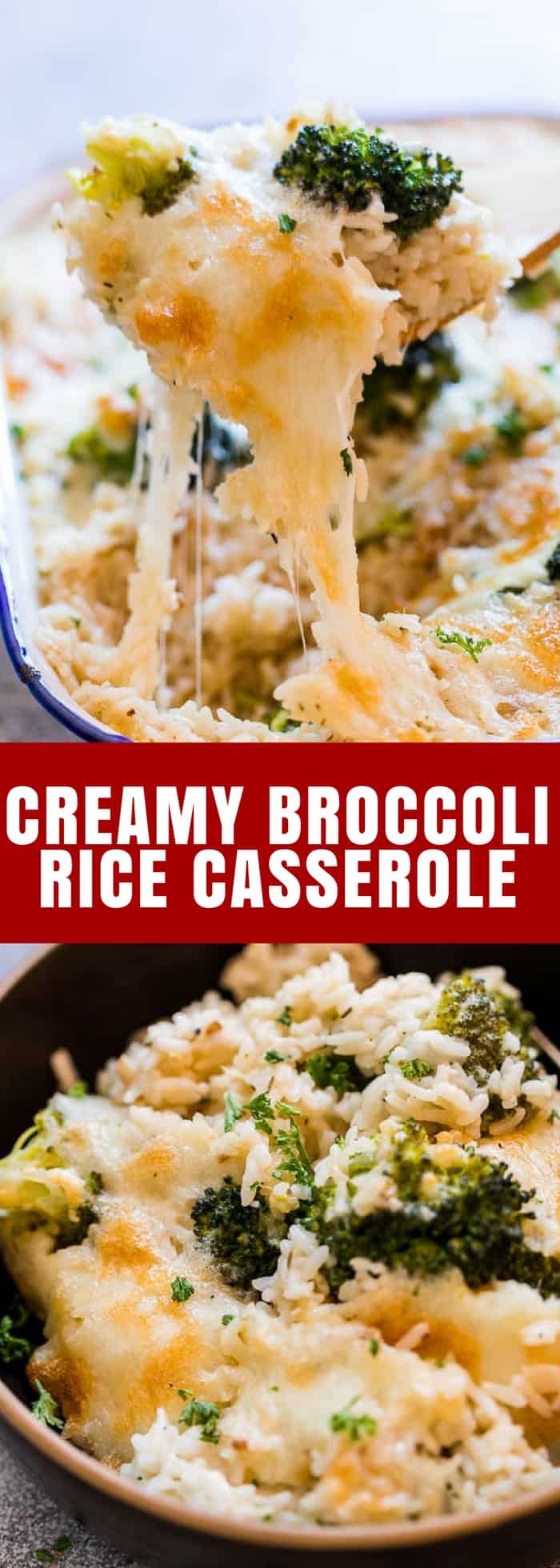 Creamy Broccoli Rice Casserole is a one pot dish thats cheesy, vegetarian and almost tastes like creamy risotto. Made with white rice and lots of broccoli, this is a meal in itself!