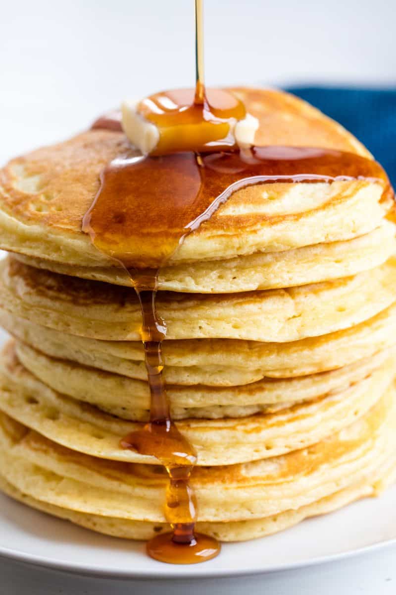 A stack of fluffy pancakes