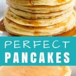The Perfect Homemade Pancake Recipe is easy to make with ingredients you probably already have on hand. This recipe can easily be turned into a pancake mix or into buttermilk pancakes as well. It's the perfect versatile all-in one recipe.