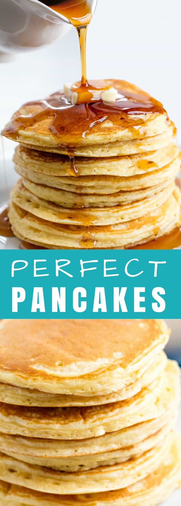 The Perfect Homemade Pancake Recipe is easy to make with ingredients you probably already have on hand. This recipe can easily be turned into a pancake mix or into buttermilk pancakes as well. It's the perfect versatile all-in one recipe. 
