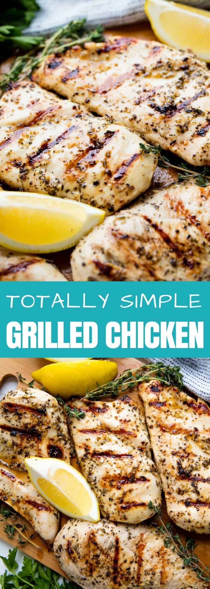 This Simple Grilled Chicken Recipe has a lemon, garlic, and herb marinade that makes for the absolute best grilled chicken. You'll make this recipe again and again!