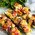 Delicious zucchini stuffed with Mediterranean flavors like olive Mediterranean Stuffed Zucchini