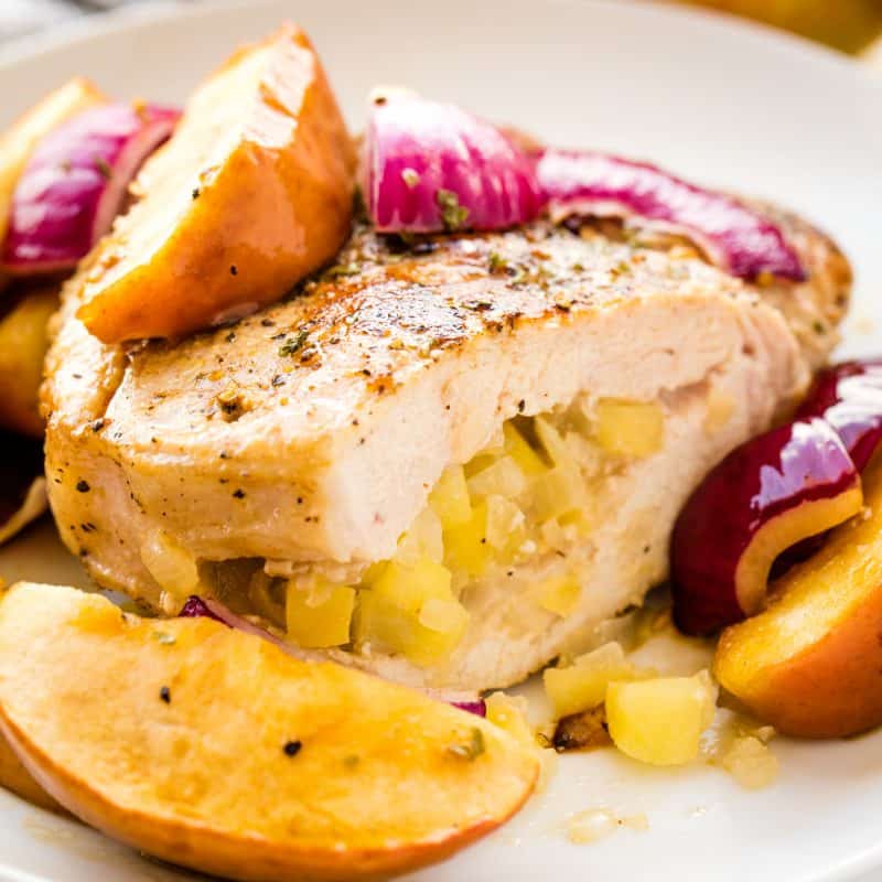 Apple Stuffed Pork Chops are simple to make and full of fall flavor Apple Stuffed Pork Chops