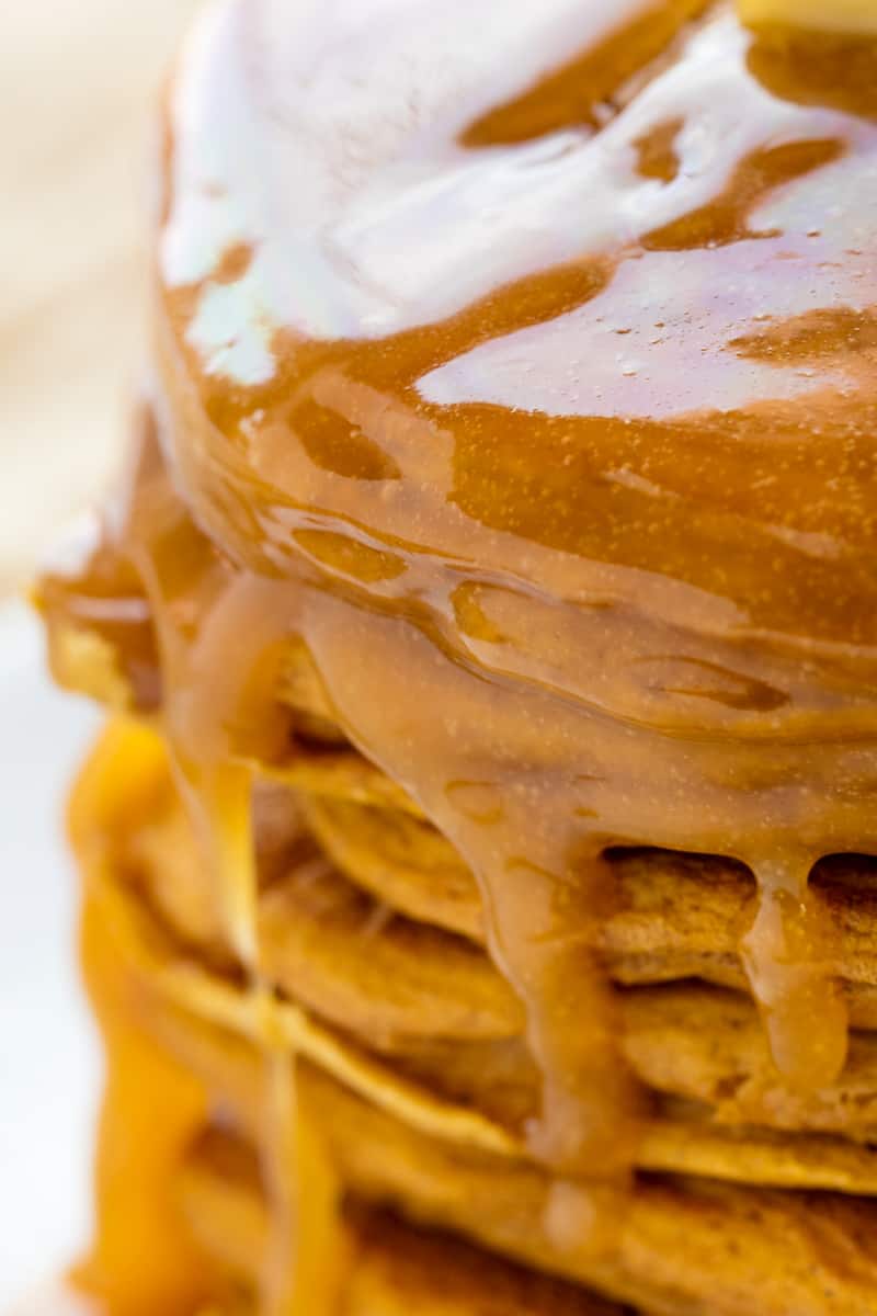Caramel Syrup on a stack of pancakes