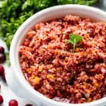 Cranberry Relish Ingredients in a food processor.