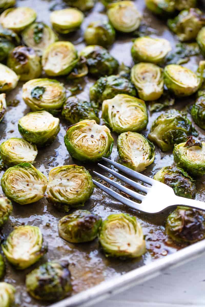 Honey Roasted Brussel Sprouts are crisp on the outside Honey Roasted Brussel Sprouts