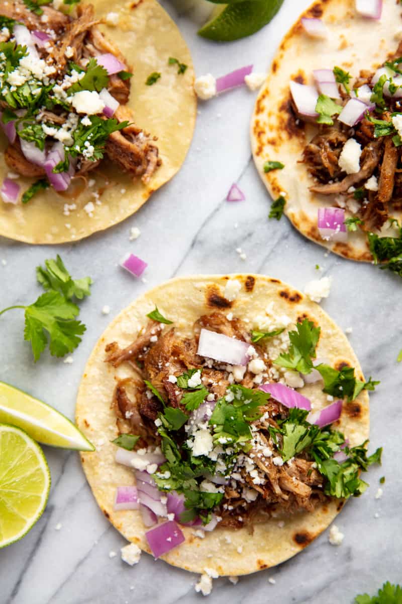 Bird's eye view of Braised Carnitas