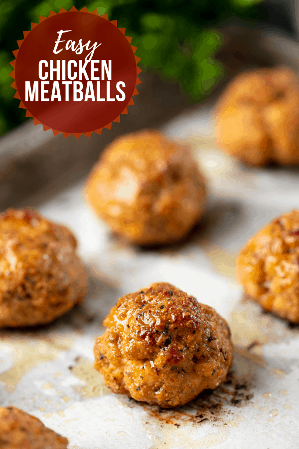 Easy Baked Chicken Meatballs are a total family favorite! You'll love how easy they come together. They can be eaten plain, or served up in classics like spaghetti and meatballs and meatball subs. 