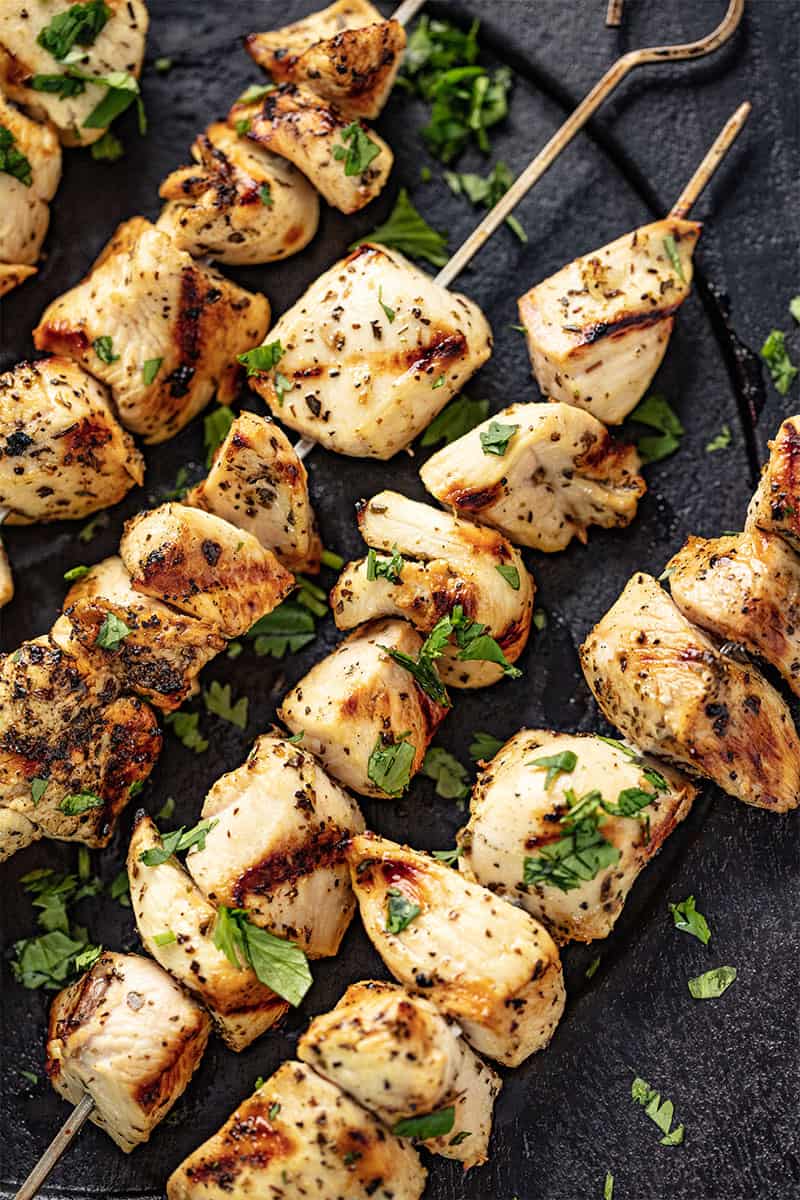 Bird's eye view of Chicken Kabobs.