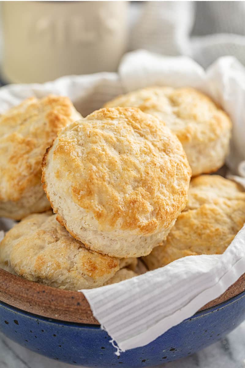 A bowl of freshly baked Flaky Old Fashioned Biscuits