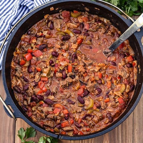 Easy Chunk Pumpkin & Beer Chili Recipe Cast Iron Dutch Oven