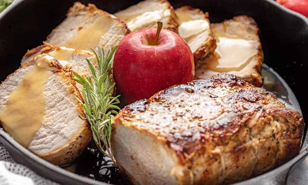 Apple glazed roasted pork loin