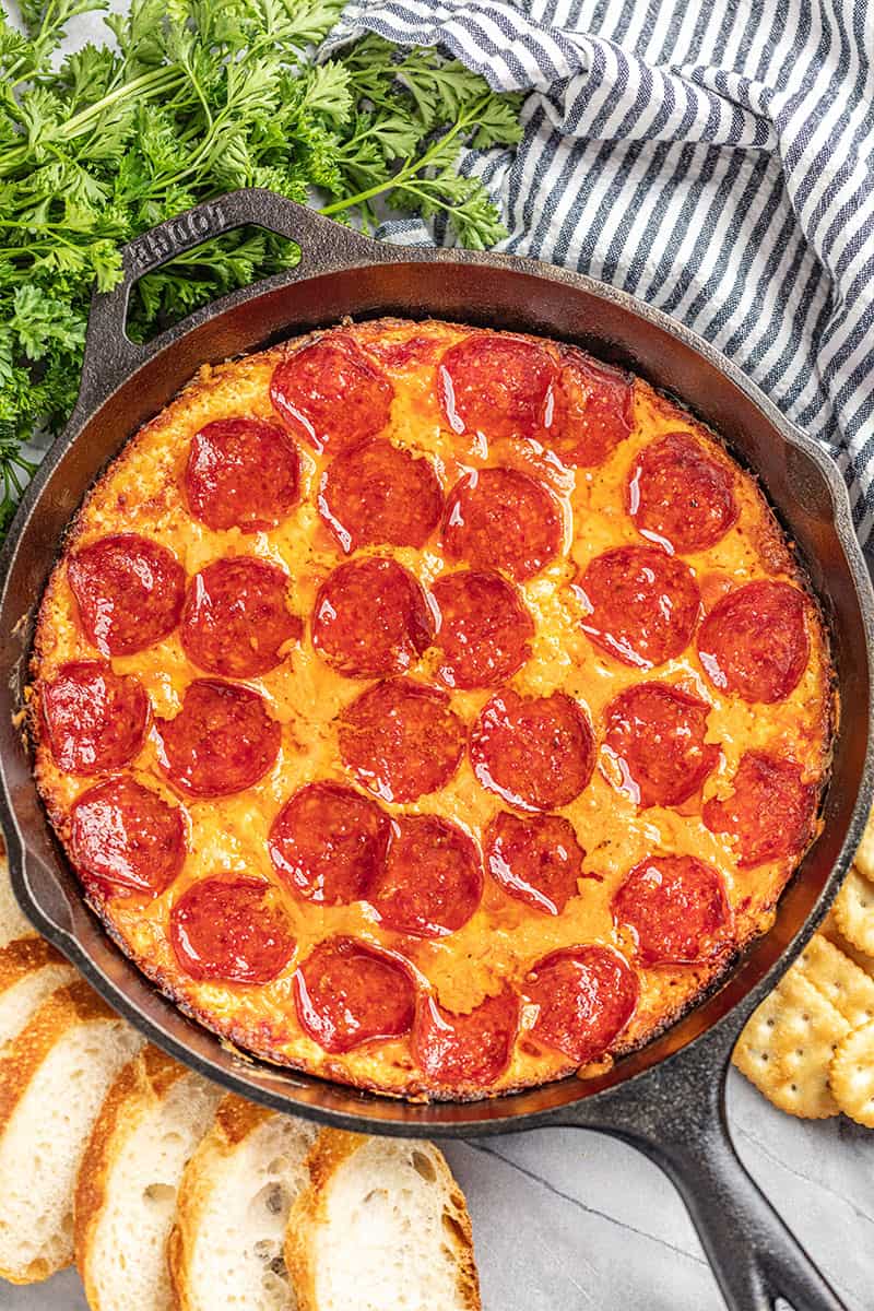 Pizza Dip in a skillet