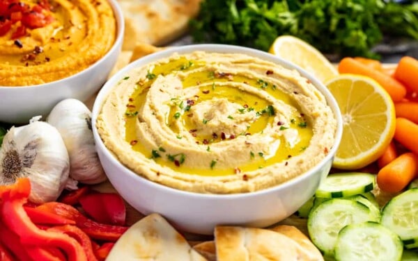 A bowl of authentic hummus