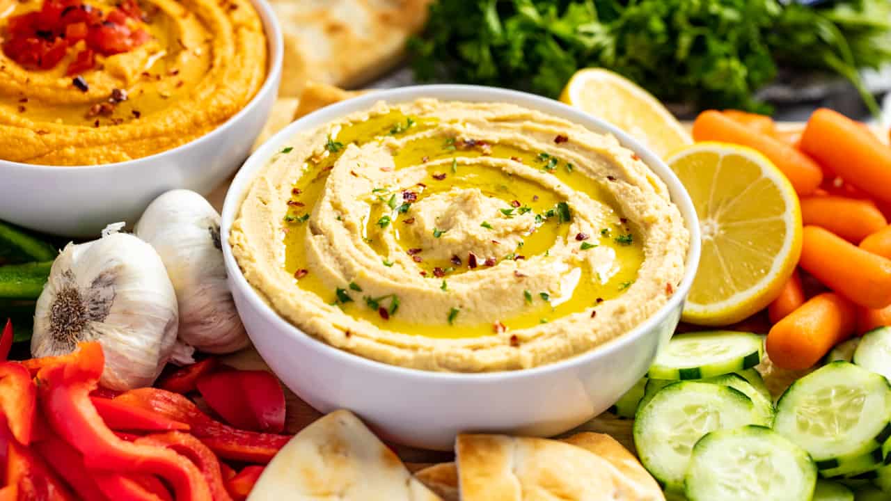 A bowl of authentic hummus