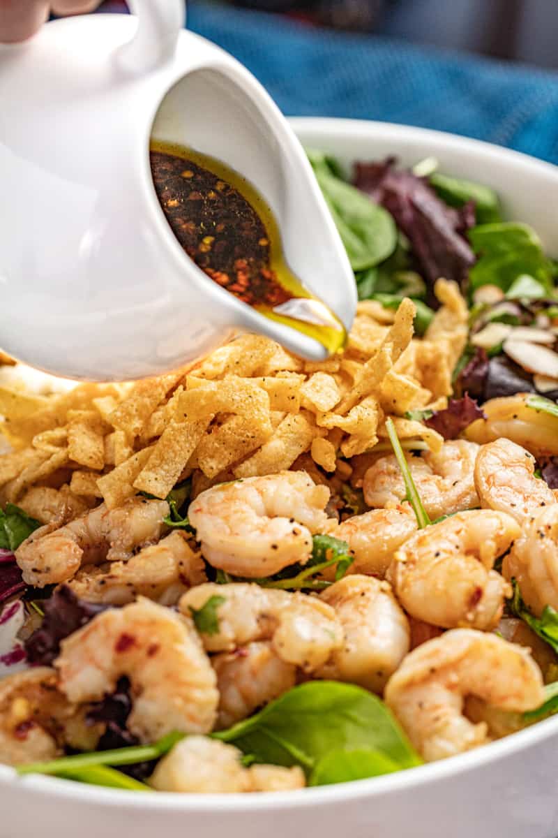 Chili-lime vinaigrette is poured over Thai Shrimp Salad