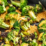 Cheesy broccoli in a skillet