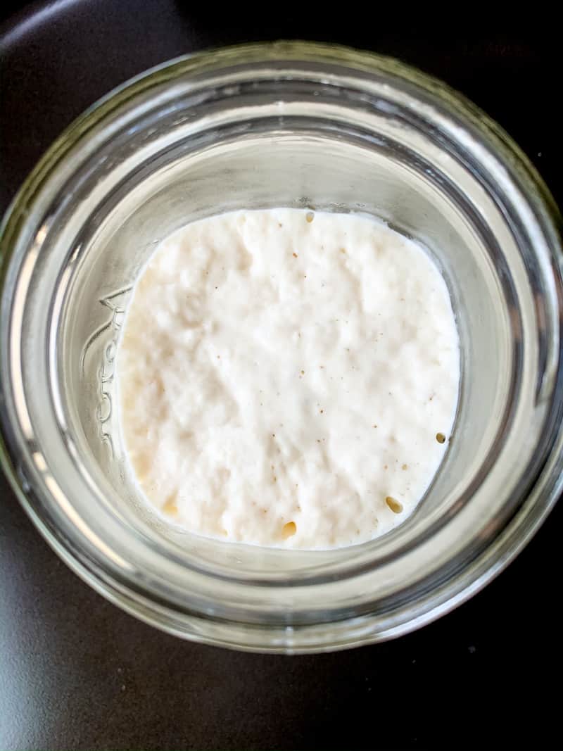 Sourdough starter in a mason jar