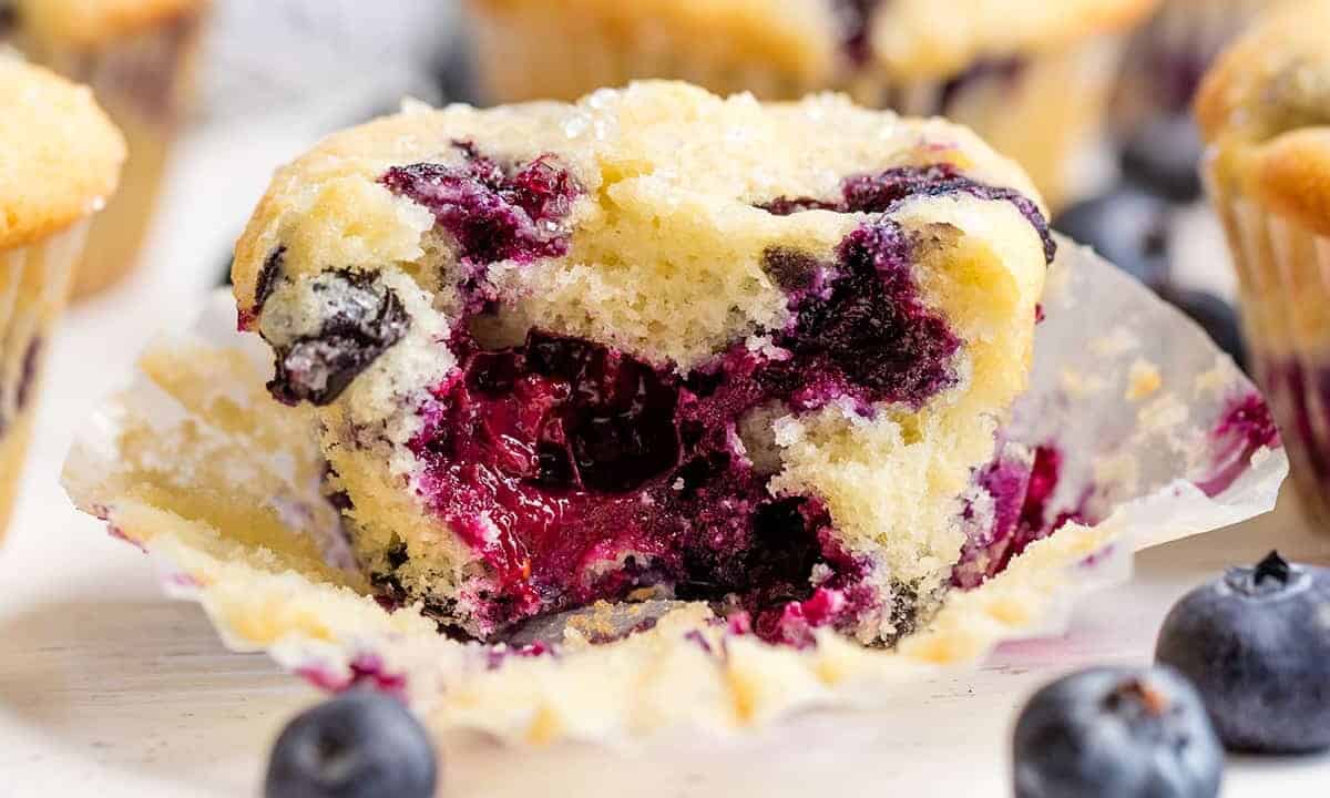 Blueberry muffin with a bite taken out
