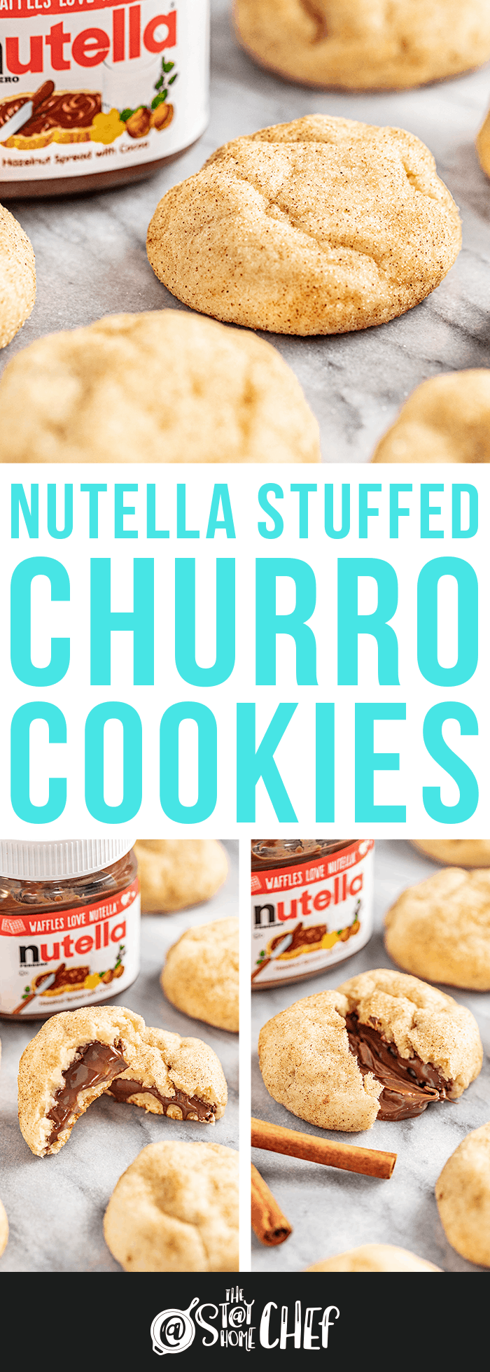 Nutella Stuffed Churro Cookies
