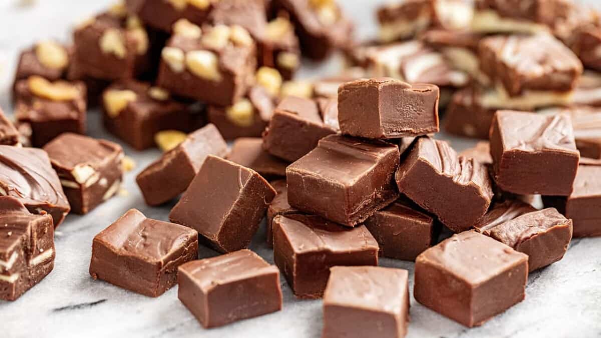 pieces of cut homemade fudge.