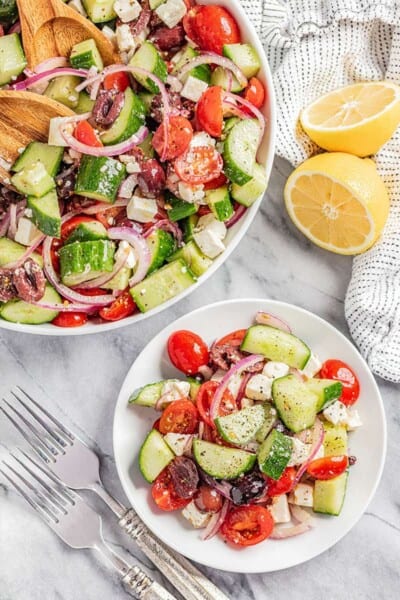 Simple Greek Salad - The Stay At Home Chef