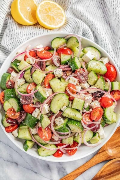 Simple Greek Salad - The Stay At Home Chef