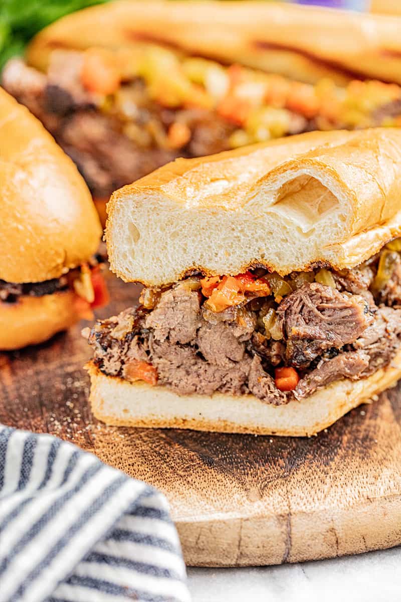 Italian Beef sandwich on a hoagie roll.