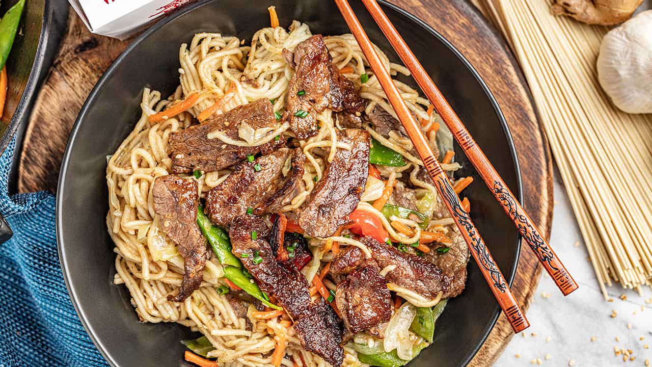 Takeout Beef Lo Mein - The Stay At Home Chef