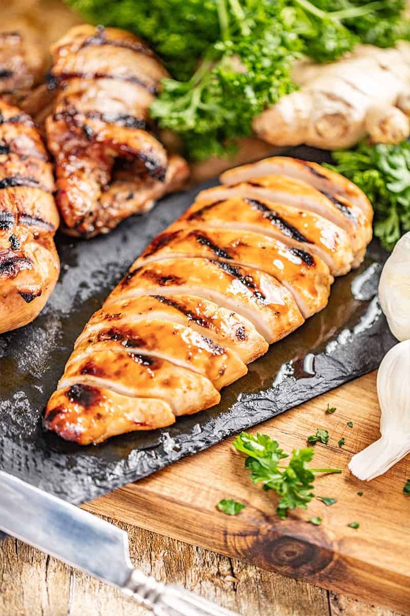 Sliced juicy chicken breast.