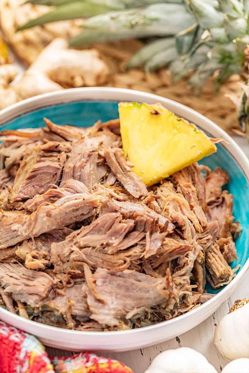 Kalua pork and pineapple in a bowl.