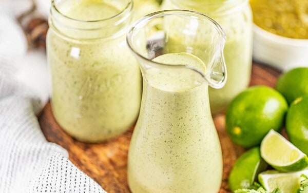 A bottle of cilantro lime ranch dressing.